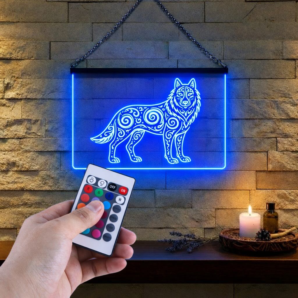 Enseigne Lumineuse Tribale Loup
