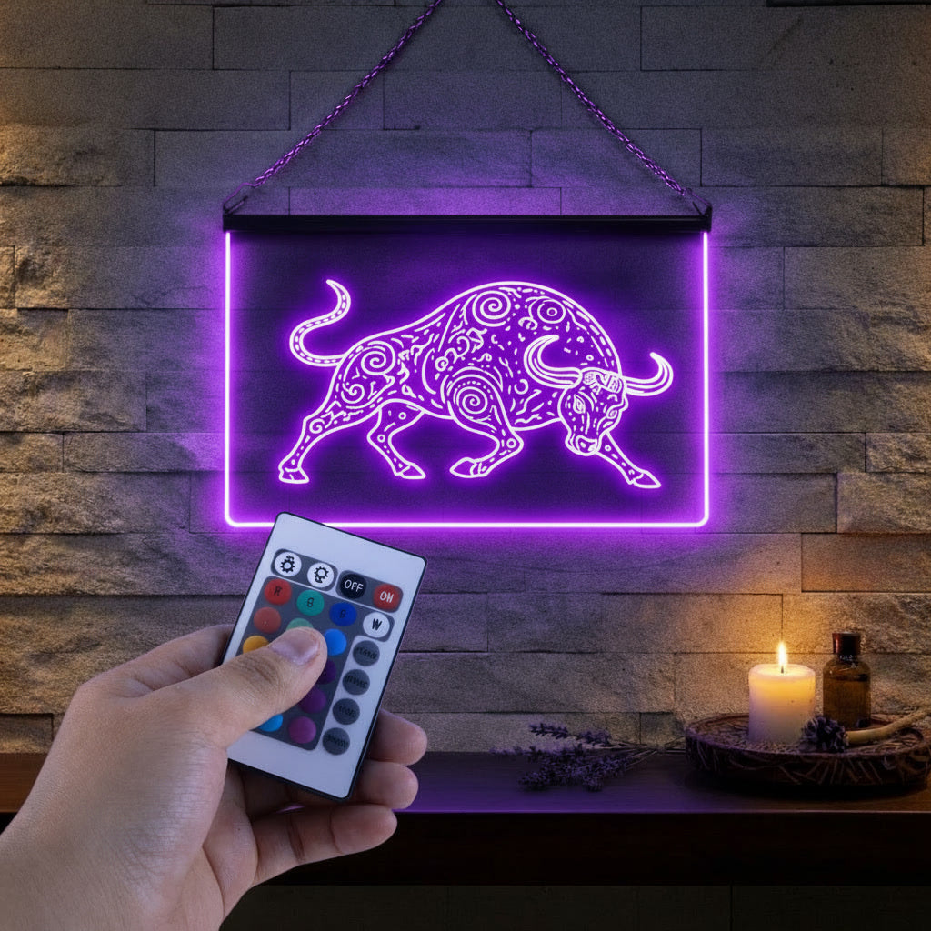 Enseigne Lumineuse Tribale Taureau