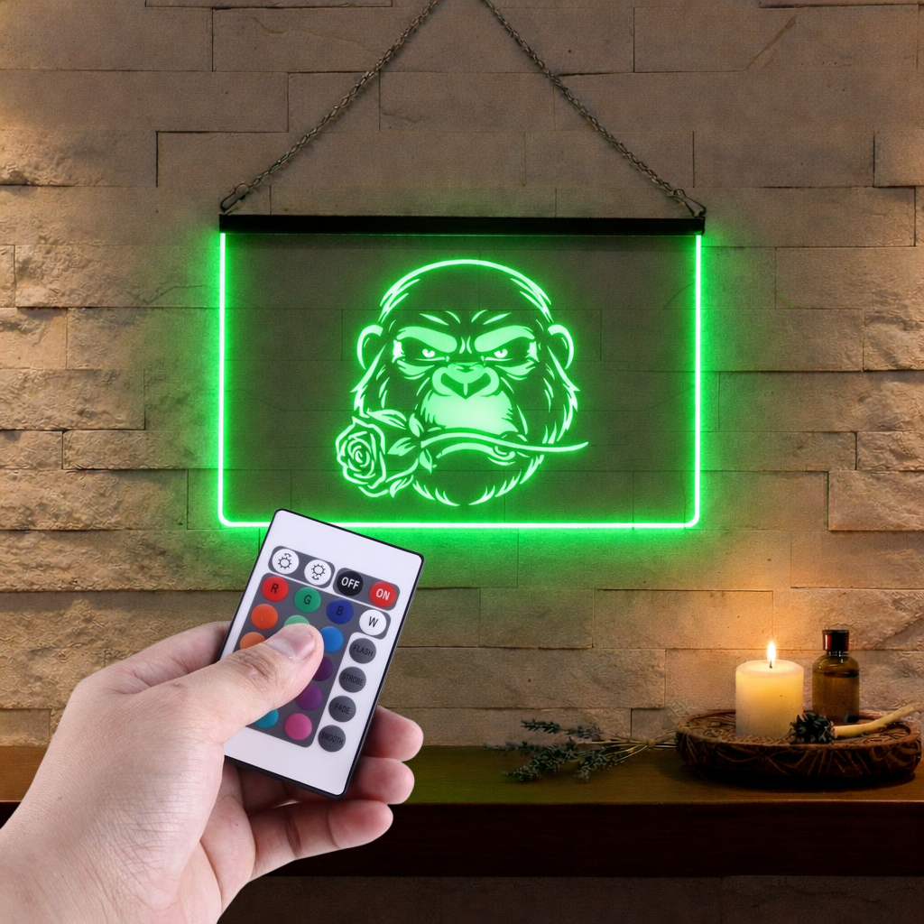 Enseigne Lumineuse Gorille Rose