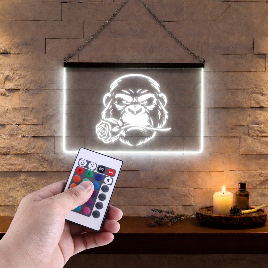 Enseigne Lumineuse Gorille Rose