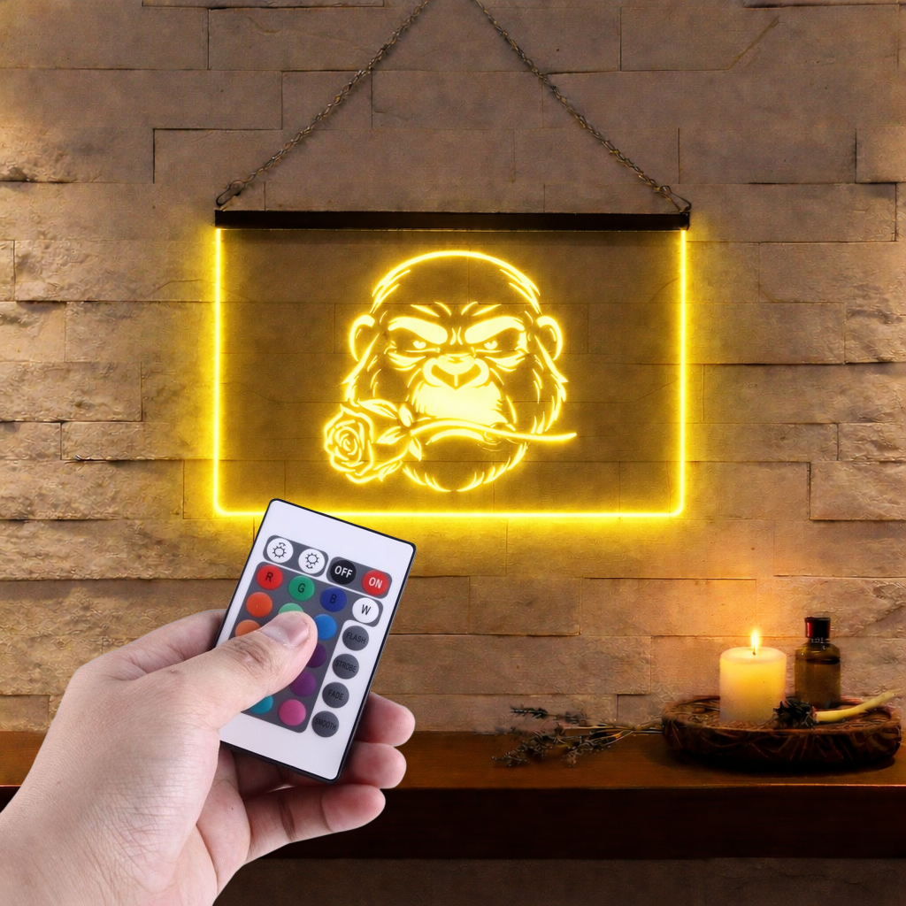 Enseigne Lumineuse Gorille Rose