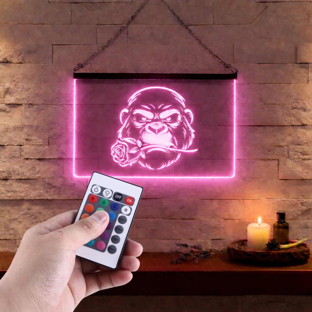 Enseigne Lumineuse Gorille Rose