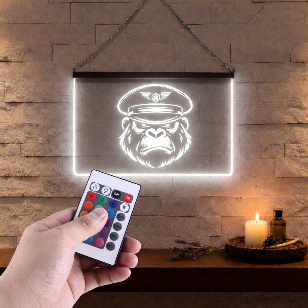 Enseigne Lumineuse Gorille Chapeau