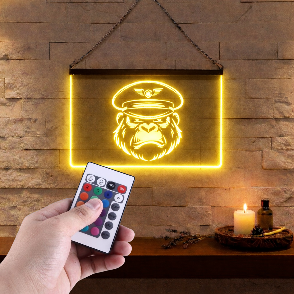 Enseigne Lumineuse Gorille Chapeau