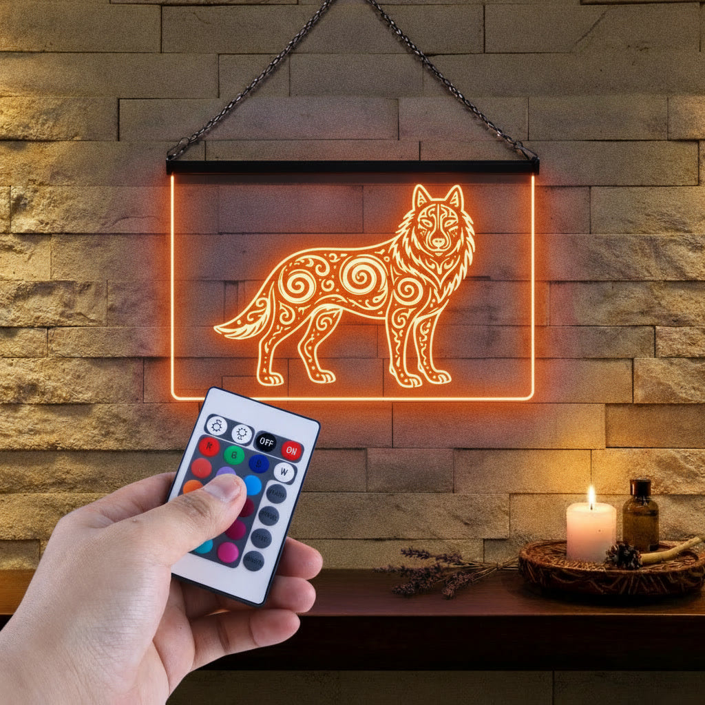 Enseigne Lumineuse Tribale Loup