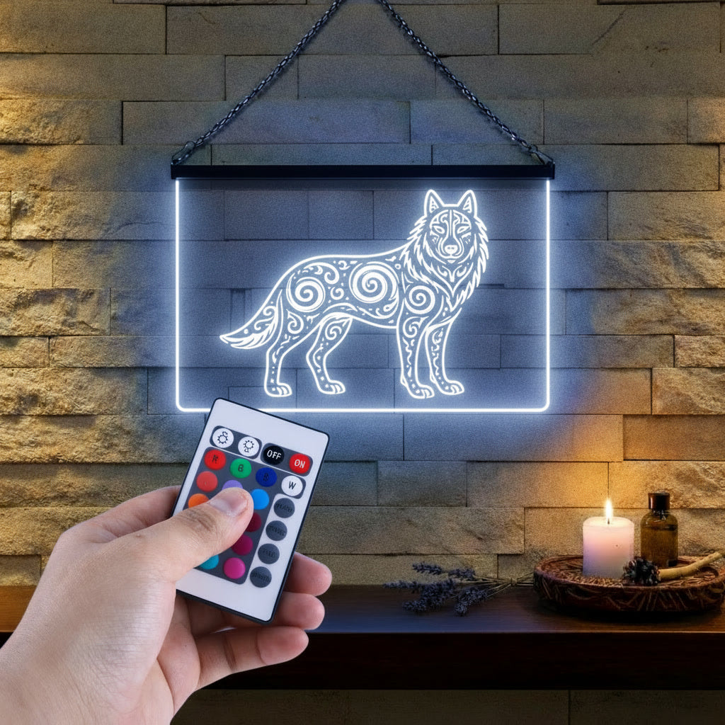 Enseigne Lumineuse Tribale Loup