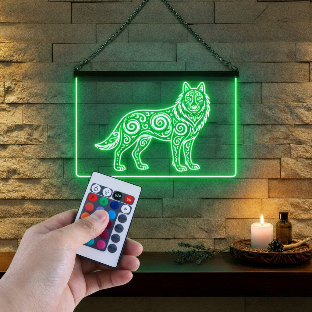 Enseigne Lumineuse Tribale Loup
