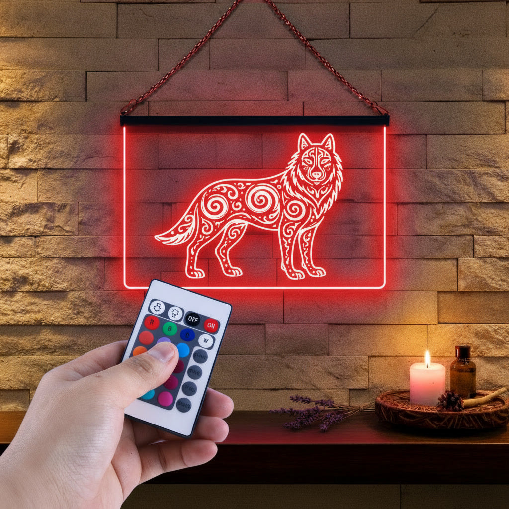 Enseigne Lumineuse Tribale Loup