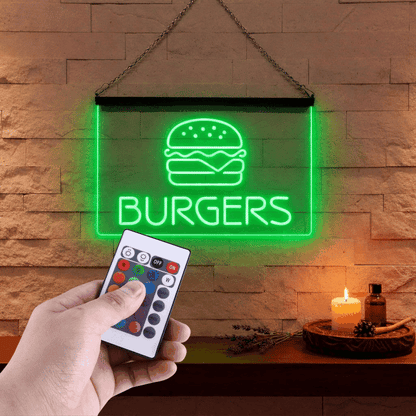 Enseigne Lumineuse Restaurant Burgers 60 x 40 cm