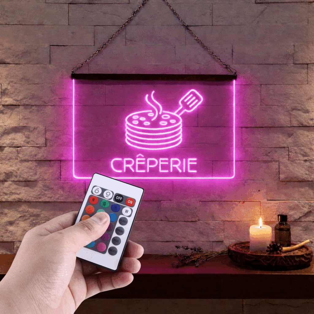 Enseigne Lumineuse Crêperie 60 x 40 cm