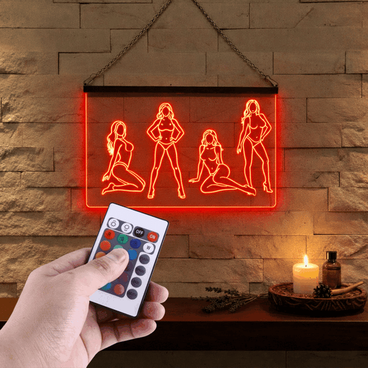 Enseigne Lumineuse Postures Femme Sexy 60 x 40 cm