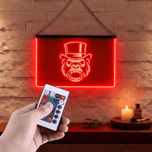 Enseigne Lumineuse Gorille Chapeau 60 x 40 cm