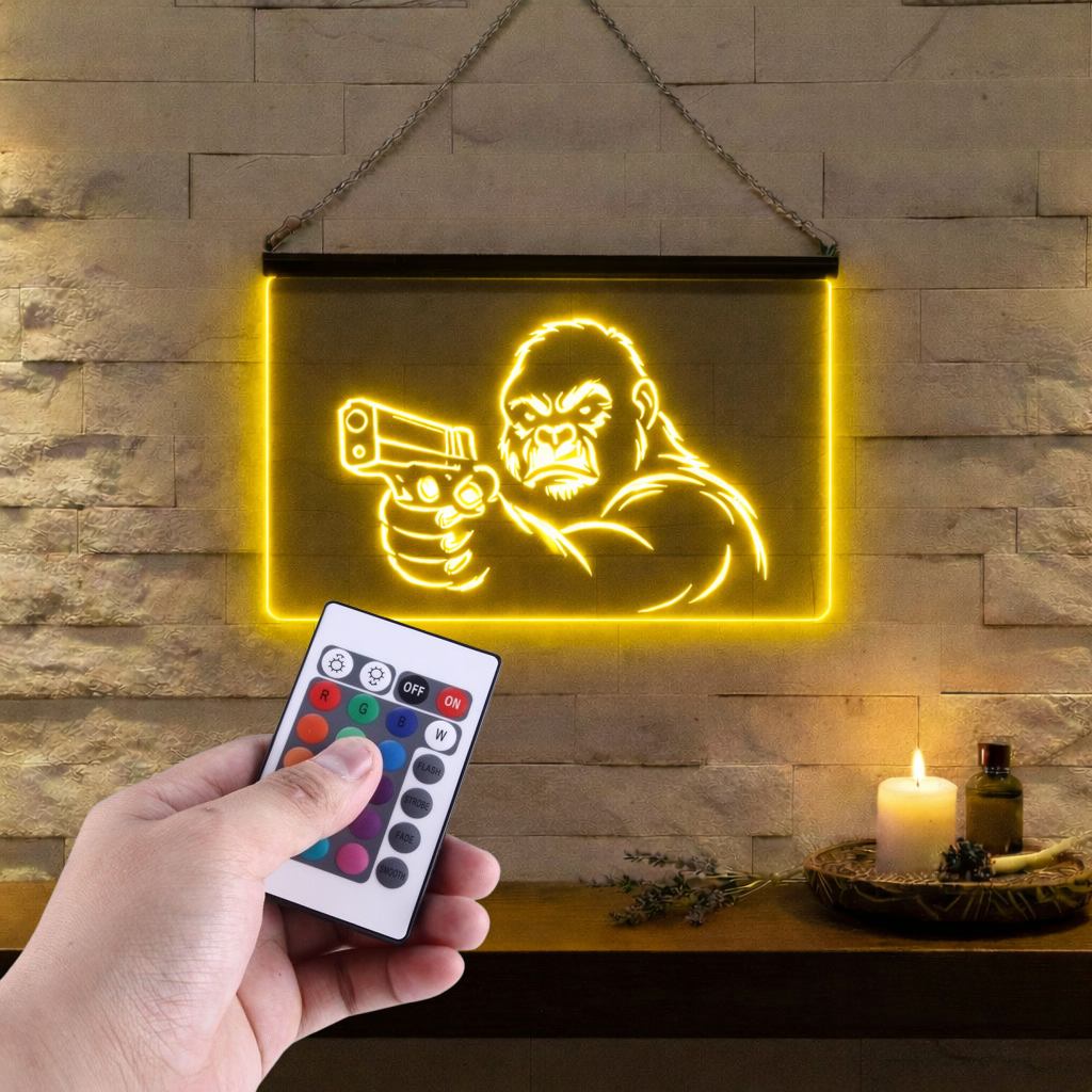 Enseigne Lumineuse Gorille Pistolet