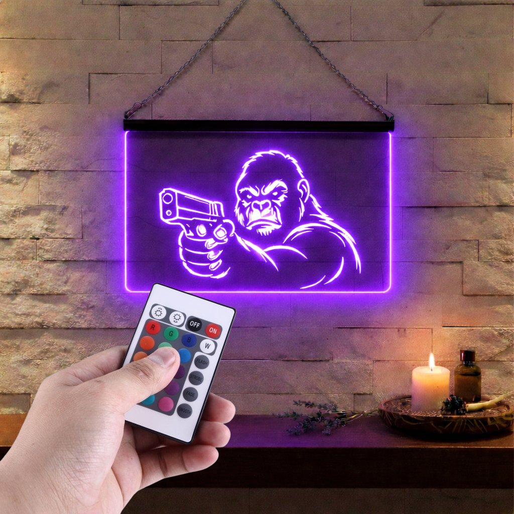 Enseigne Lumineuse Gorille Pistolet