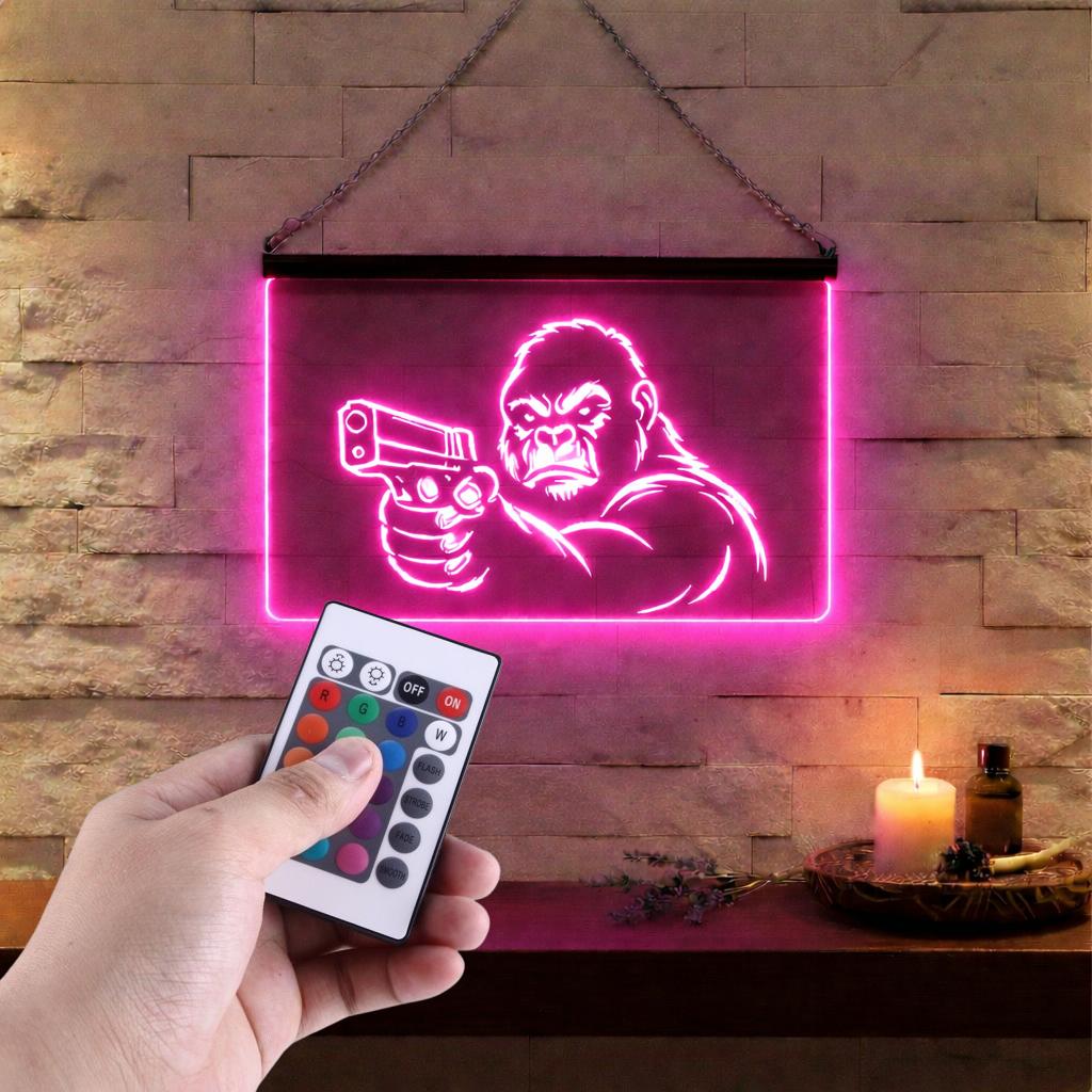 Enseigne Lumineuse Gorille Pistolet