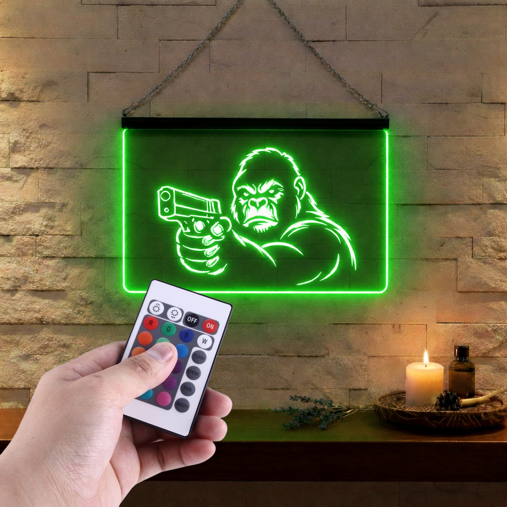 Enseigne Lumineuse Gorille Pistolet