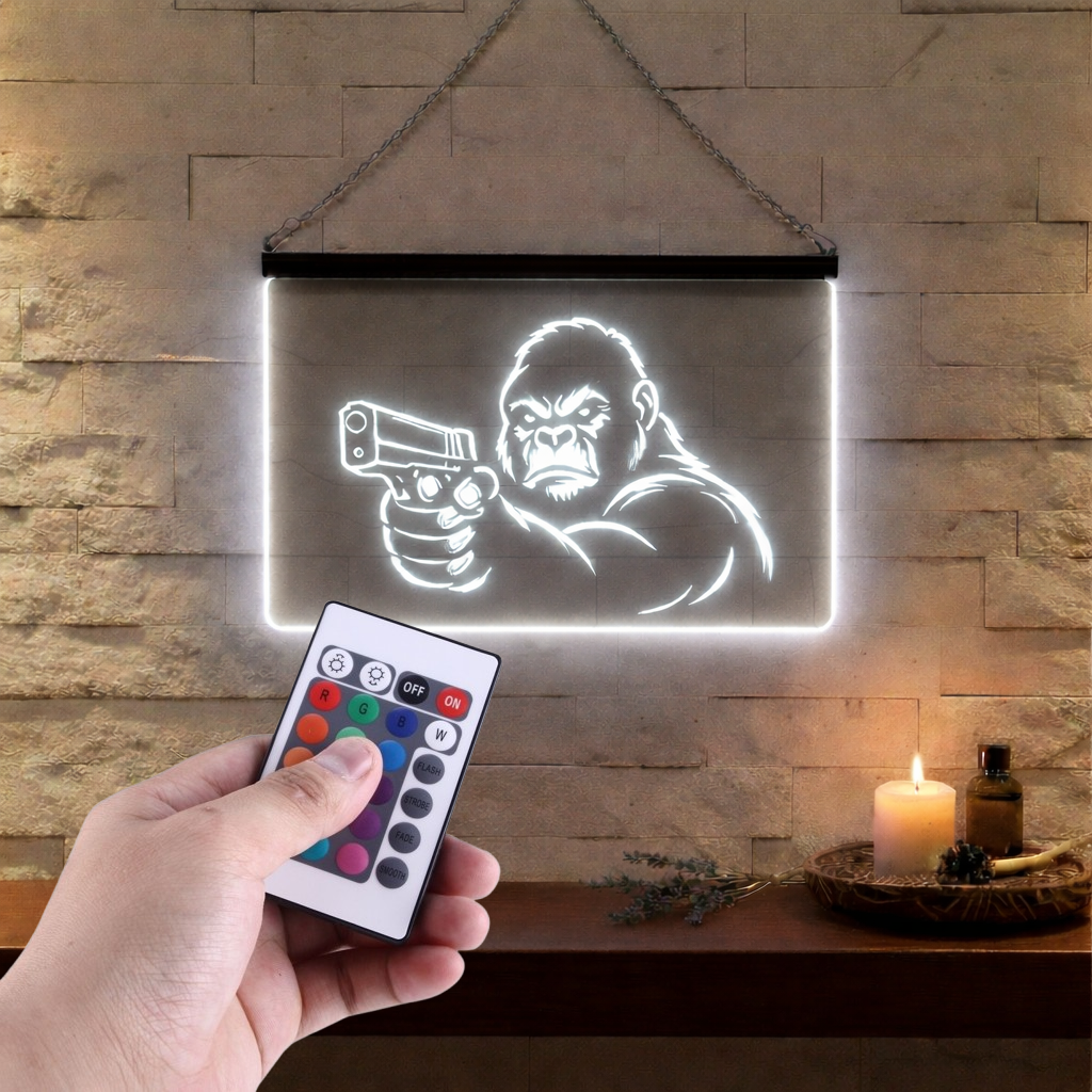 Enseigne Lumineuse Gorille Pistolet