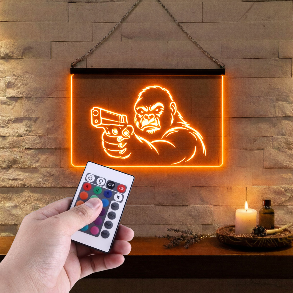 Enseigne Lumineuse Gorille Pistolet