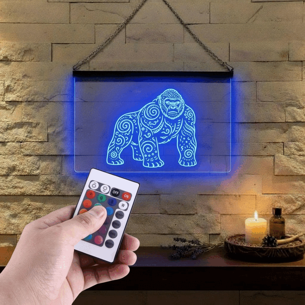 Ensseigne Lumineuse Tribale Gorille 60 x 40 cm