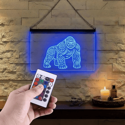 Ensseigne Lumineuse Tribale Gorille 60 x 40 cm