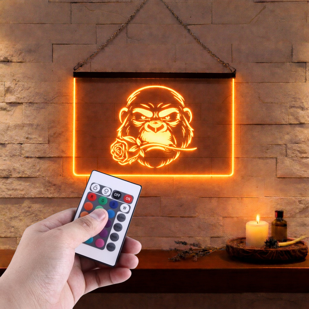 Enseigne Lumineuse Gorille Rose