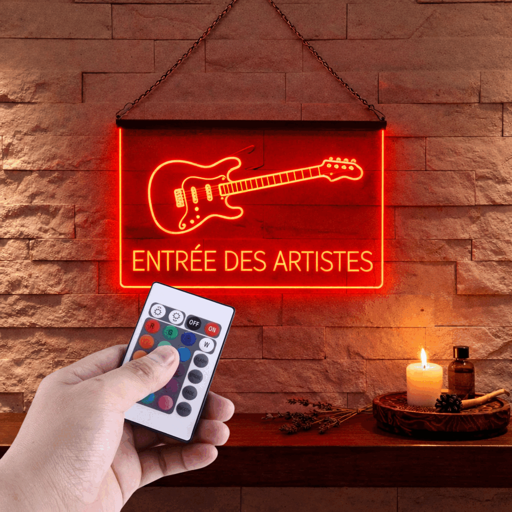 Enseigne Lumineuse Musique Guitare 60 x 40 cm
