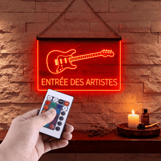 Enseigne Lumineuse Musique Guitare 60 x 40 cm