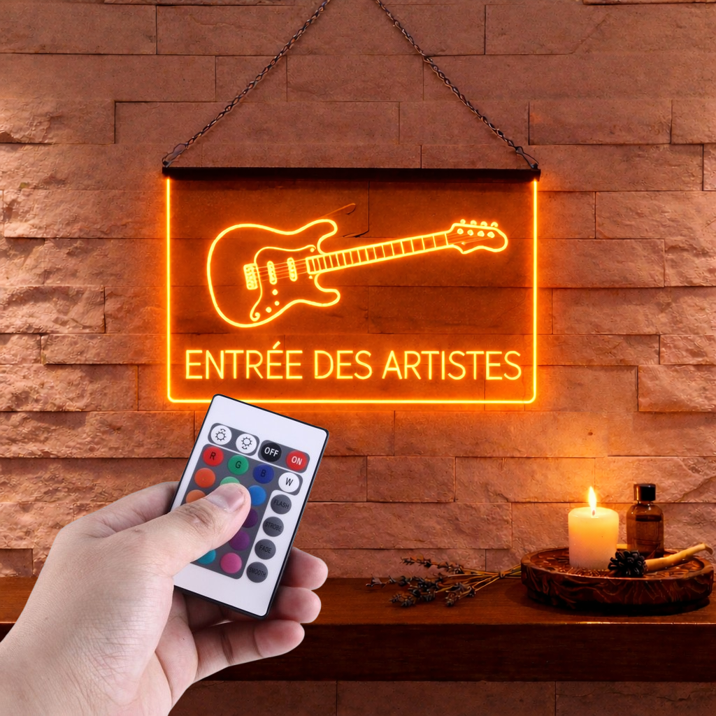 Enseigne Lumineuse Musique Guitare