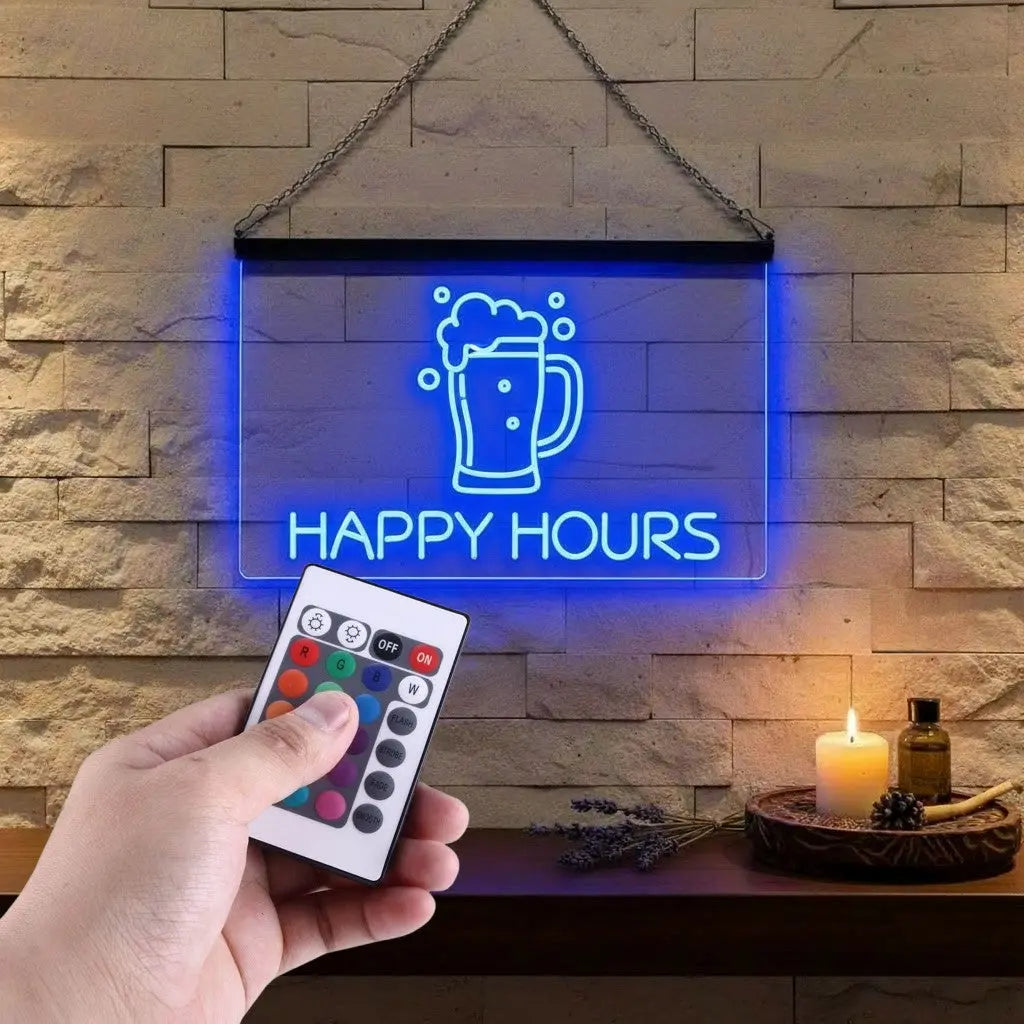 Enseigne Lumineuse Happy Hours Décoration Lumineuse