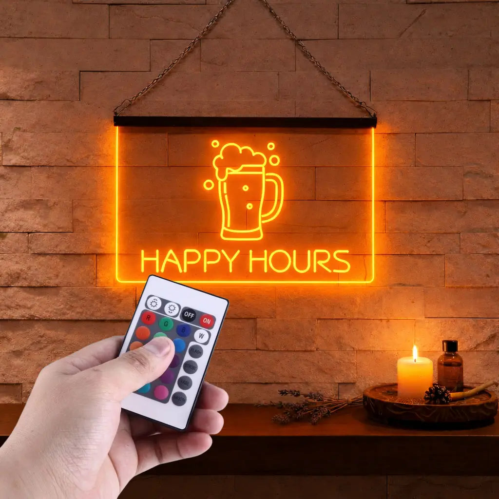 Enseigne Lumineuse Happy Hours Décoration Lumineuse