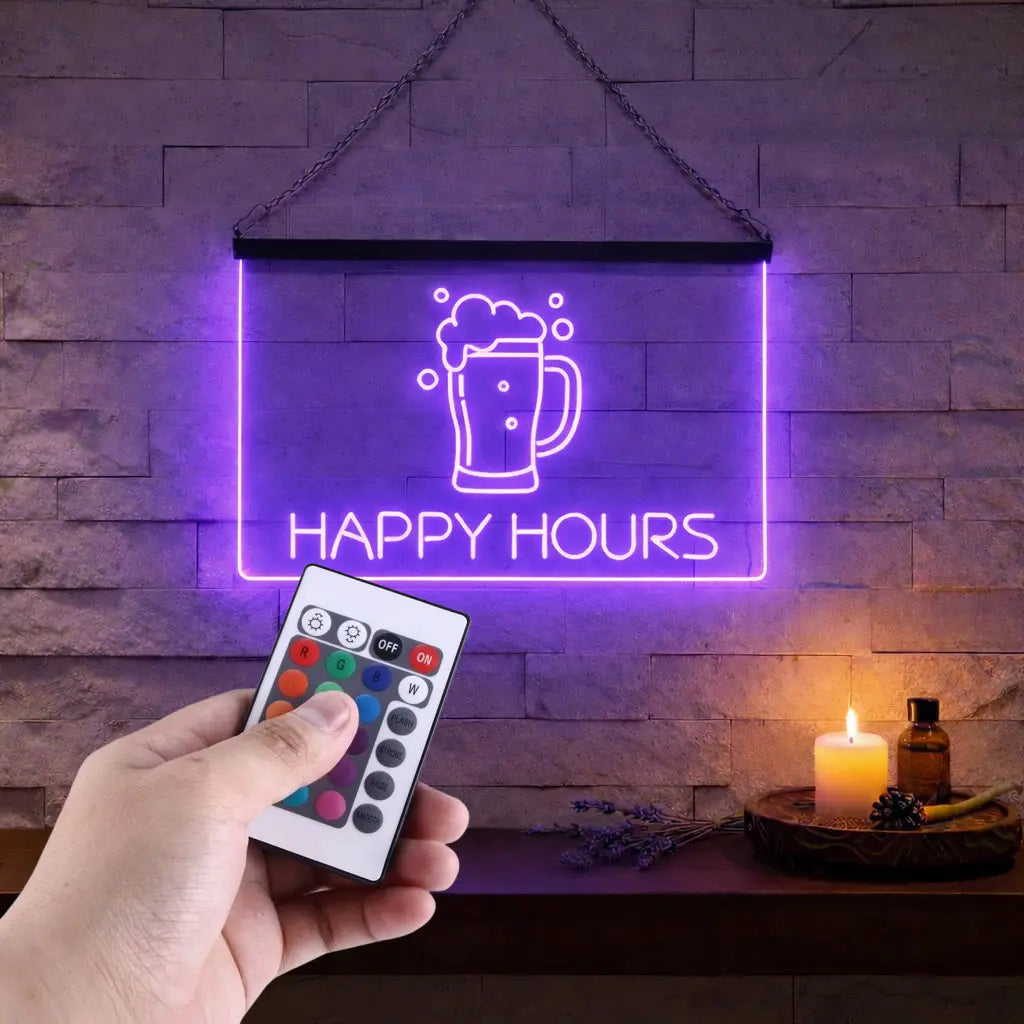 Enseigne Lumineuse Happy Hours Décoration Lumineuse