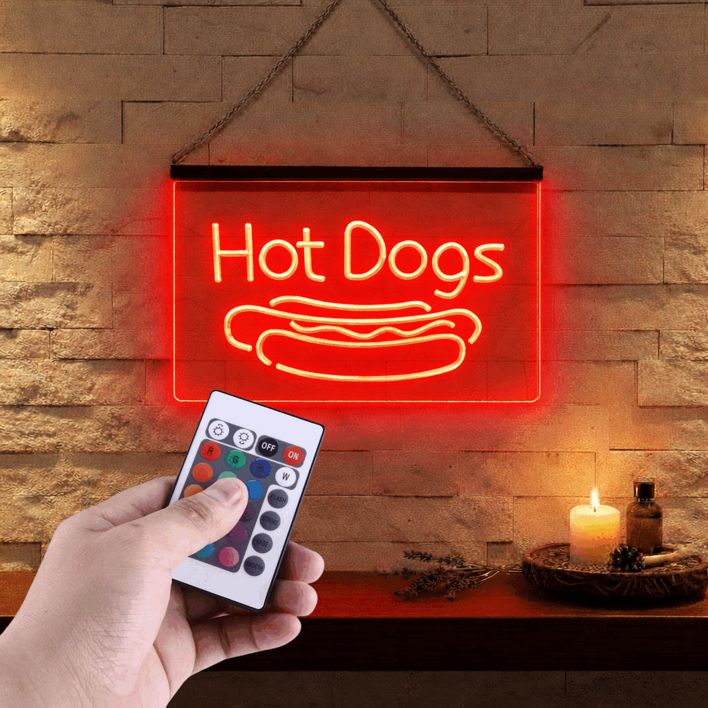 Enseigne Lumineuse Hot Dogs 60 x 40 cm