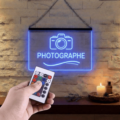 Enseigne Lumineuse Métier Photographe 60 x 40 cm