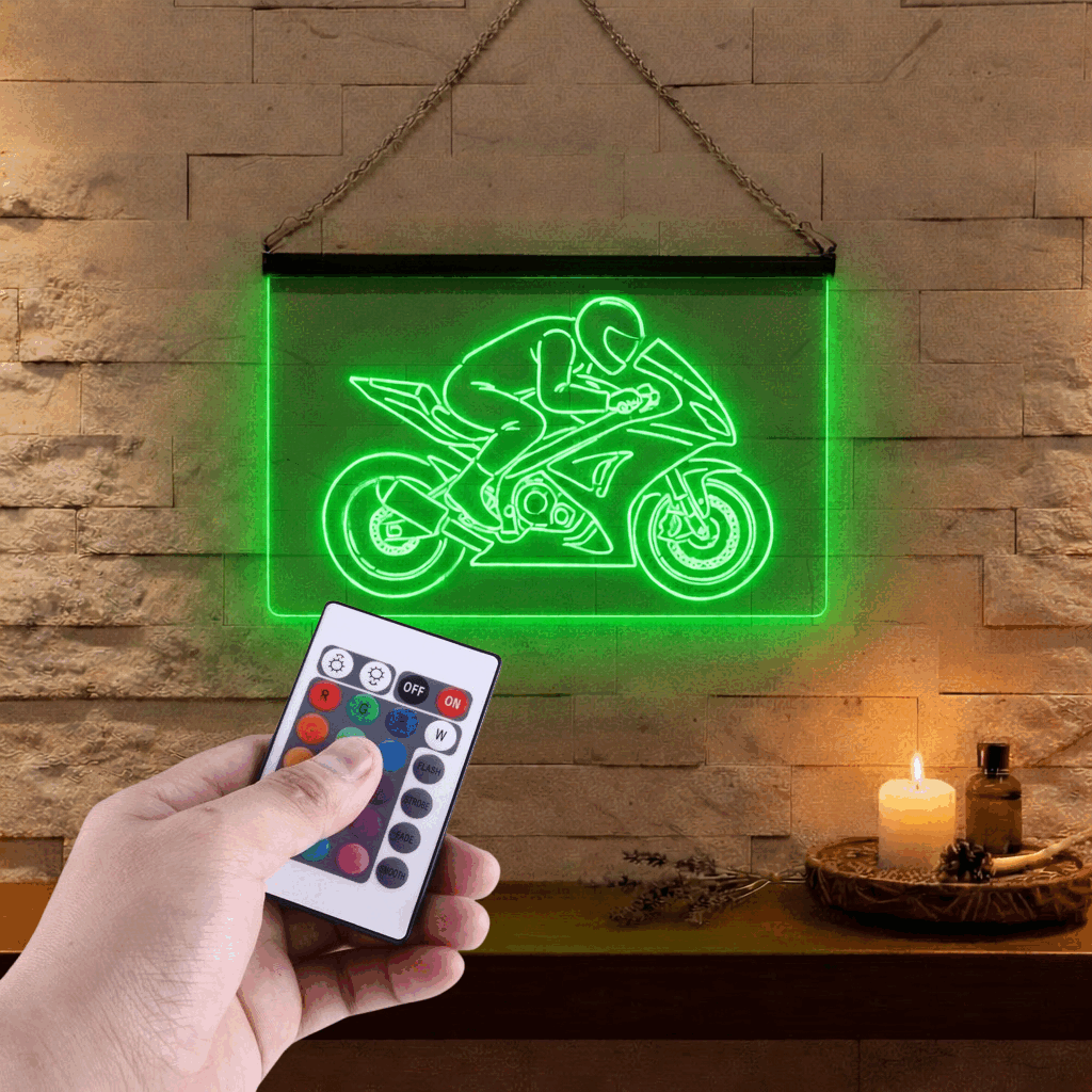 Enseigne Lumineuse Moto Sportive 60 x 40 cm