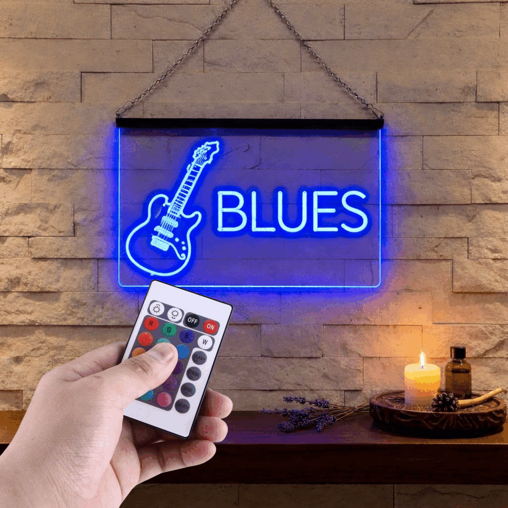 Enseigne Lumineuse Musique Blues 60 x 40 cm