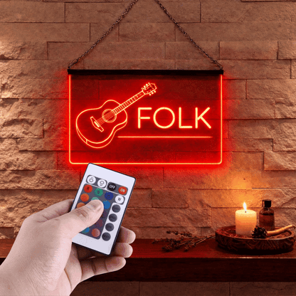 Enseigne Lumineuse Musique Folk 60 x 40 cm