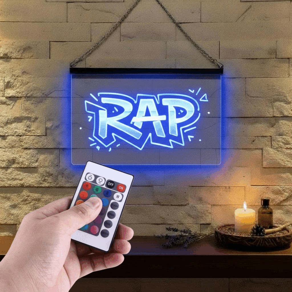 Enseigne Lumineuse Musique Rap 60 x 40 cm