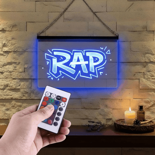 Enseigne Lumineuse Musique Rap 60 x 40 cm