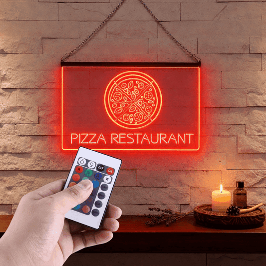 Enseigne Lumineuse Restaurant Pizzeria 60 x 40 cm