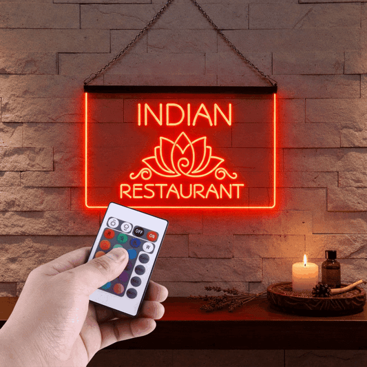 Enseigne Lumineuse Restaurant Indien 60 x 40 cm
