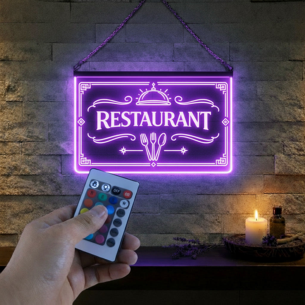 Enseigne Lumineuse LED Restaurant Signalétique Gourmande