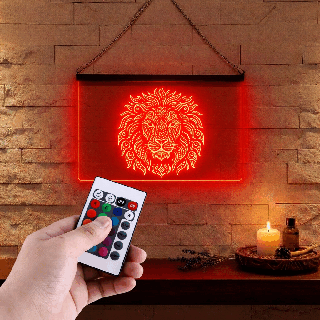 Enseigne Lumineuse Tribale Lion 60 x 40 cm
