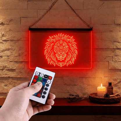Enseigne Lumineuse Tribale Lion 60 x 40 cm