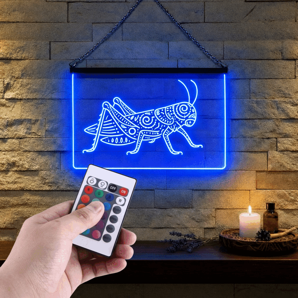 Enseigne Lumineuse Tribale Sauterelle 60 x 40 cm
