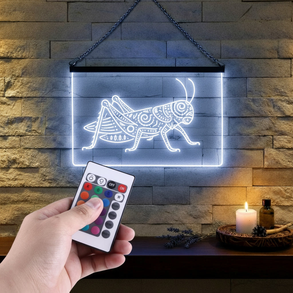 Enseigne Lumineuse Tribale Sauterelle