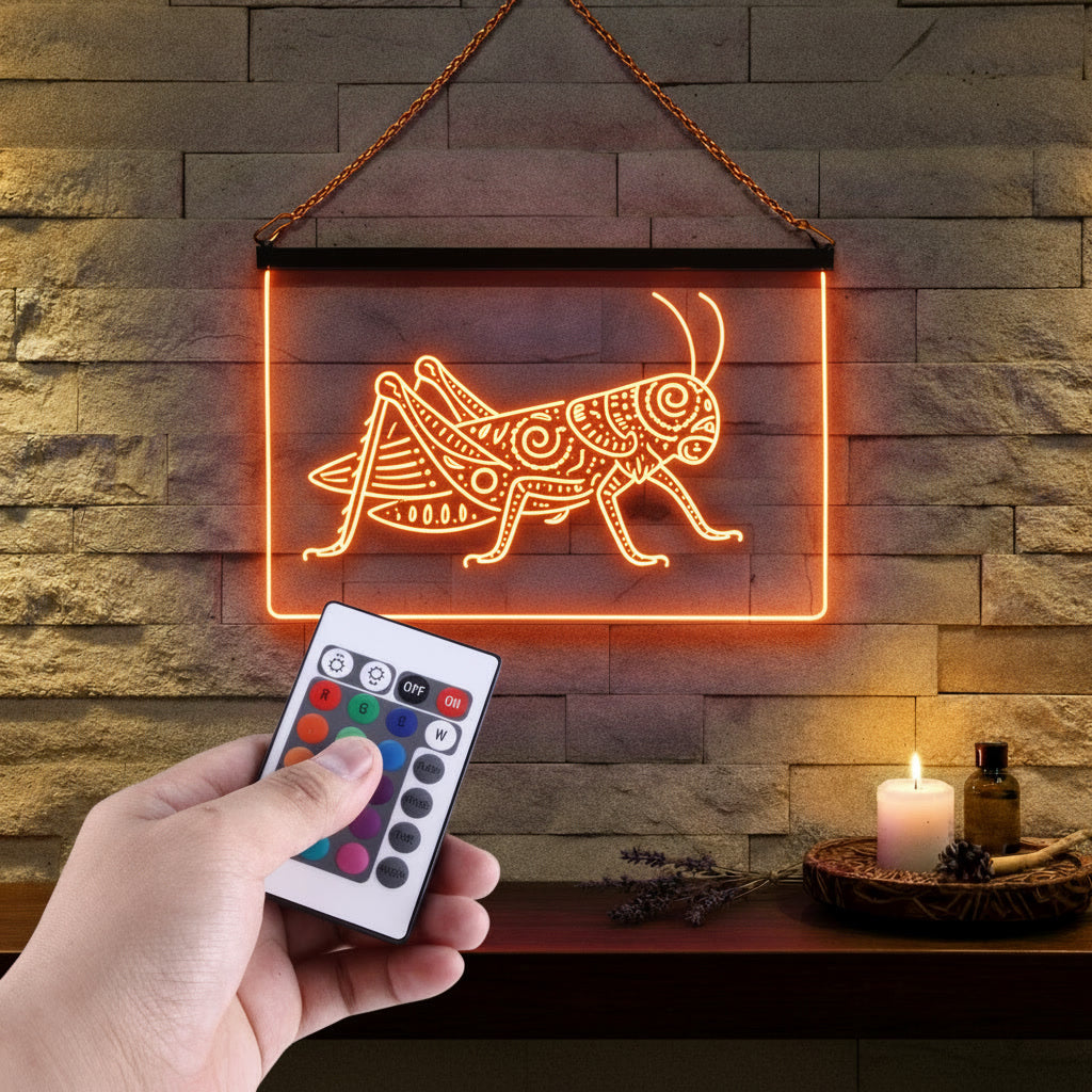 Enseigne Lumineuse Tribale Sauterelle