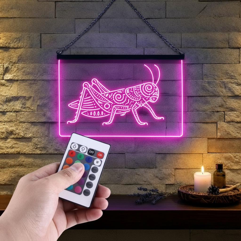 Enseigne Lumineuse Tribale Sauterelle