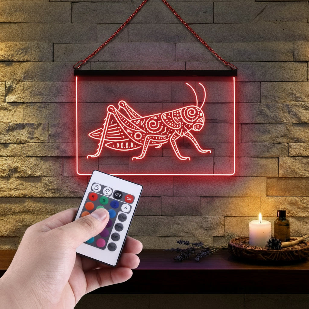 Enseigne Lumineuse Tribale Sauterelle