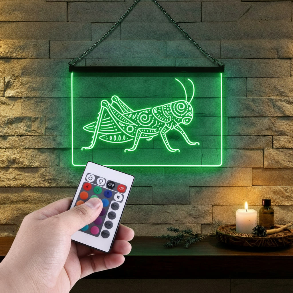 Enseigne Lumineuse Tribale Sauterelle