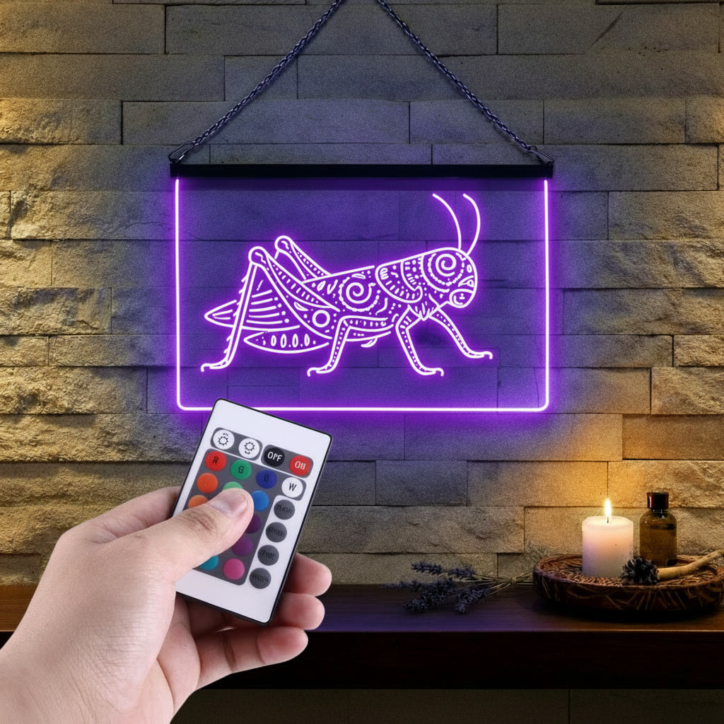 Enseigne Lumineuse Tribale Sauterelle